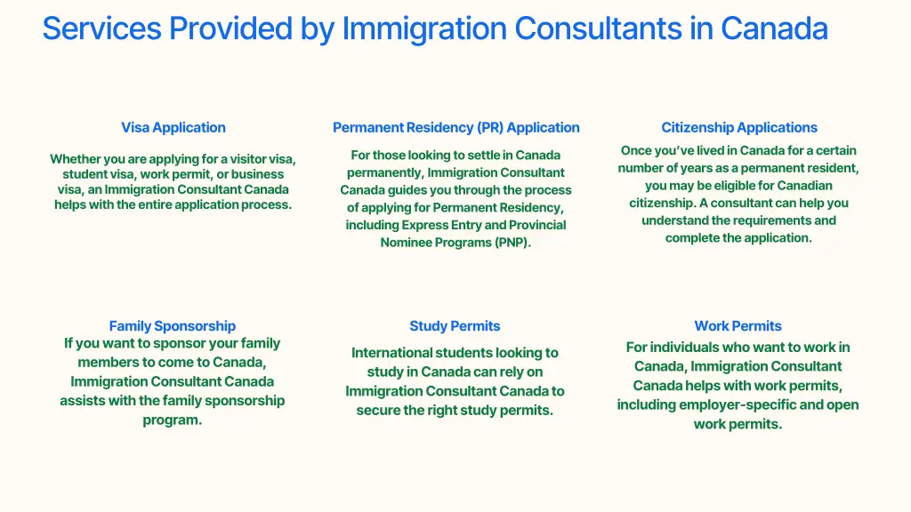 services provided by immigration consultants