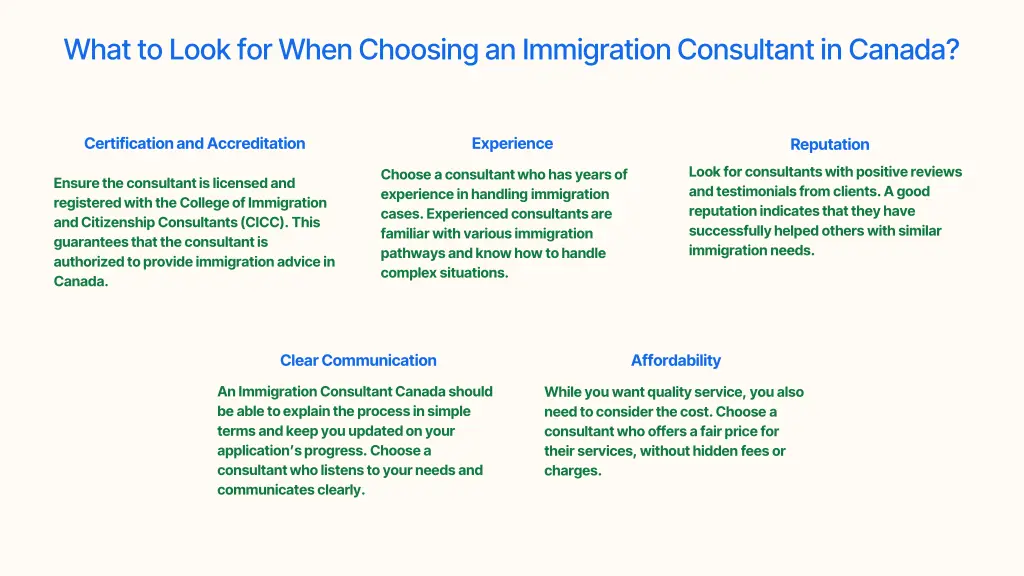 what to look for when choosing an immigration