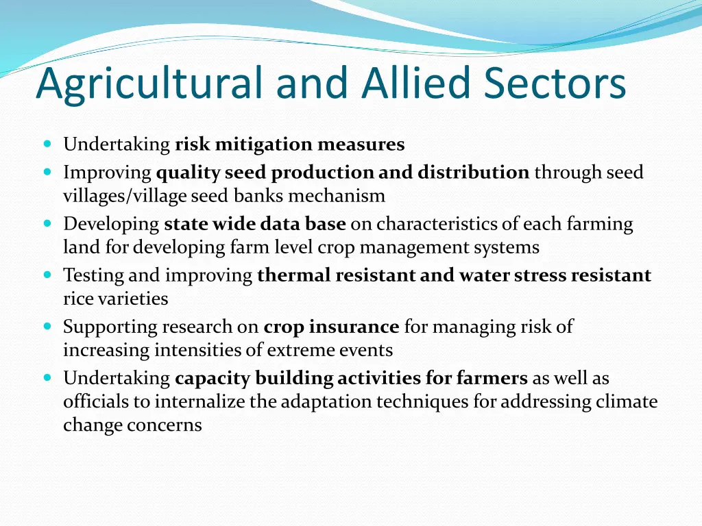 agricultural and allied sectors 1