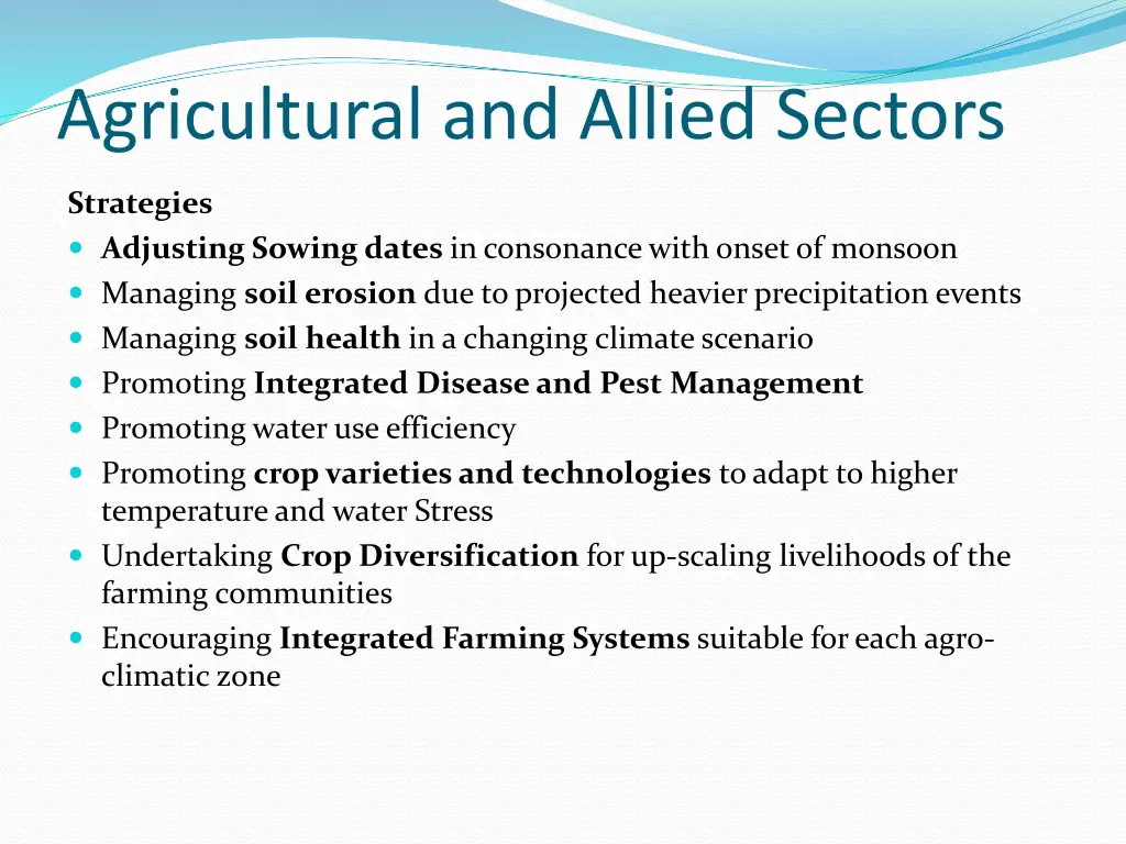 agricultural and allied sectors