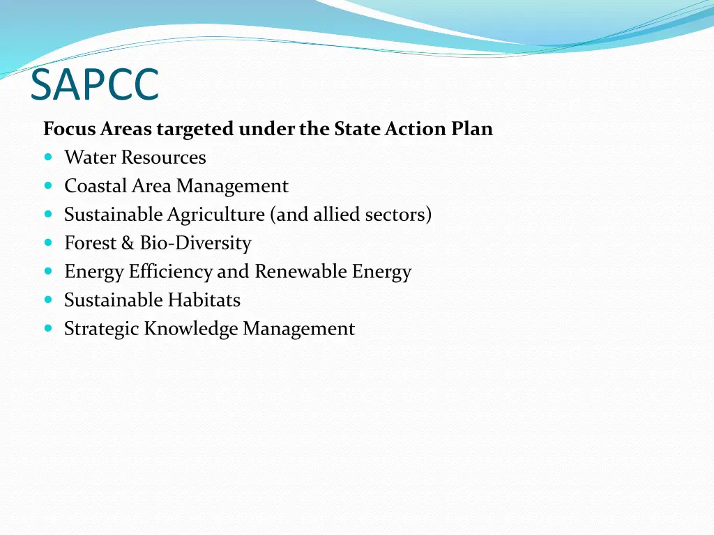 sapcc focus areas targeted under the state action