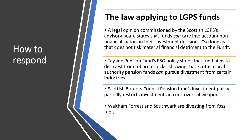 the law applying to lgps funds