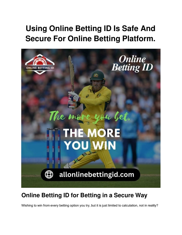 using online betting id is safe and secure