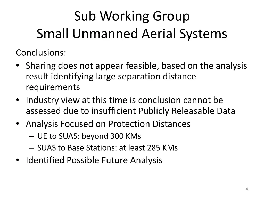 sub working group small unmanned aerial systems