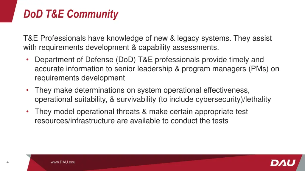 dod t e community 1