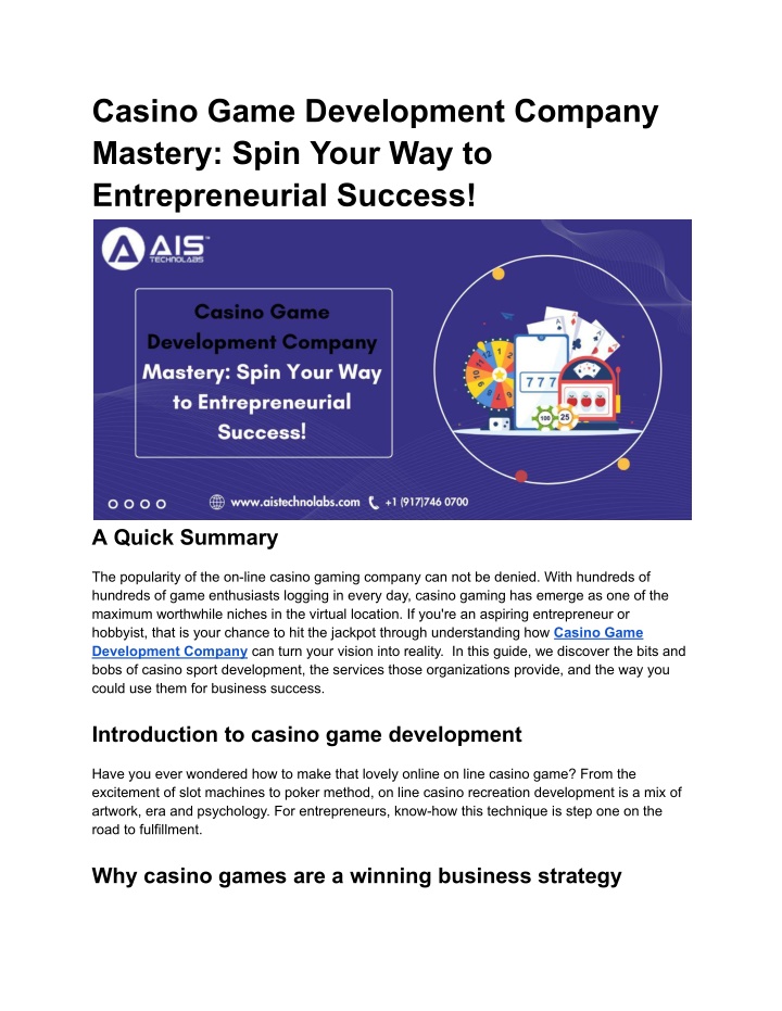 casino game development company mastery spin your