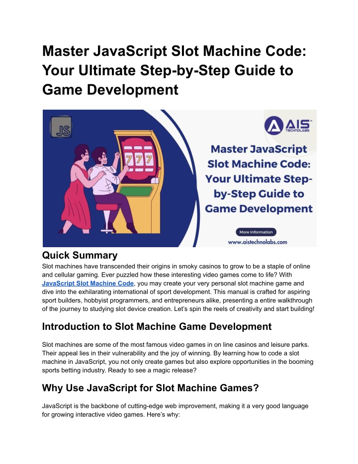 master javascript slot machine code your ultimate