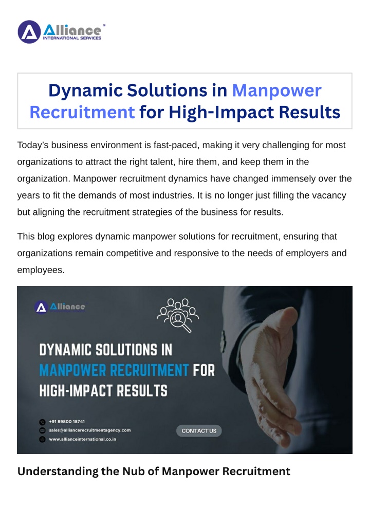 dynamic solutions in manpower recruitment