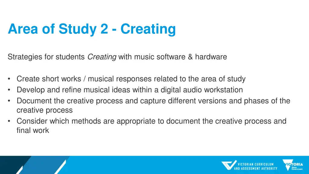 area of study 2 creating