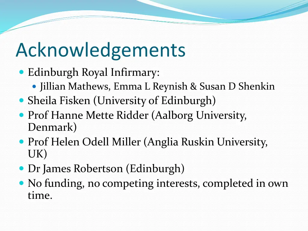 acknowledgements edinburgh royal infirmary