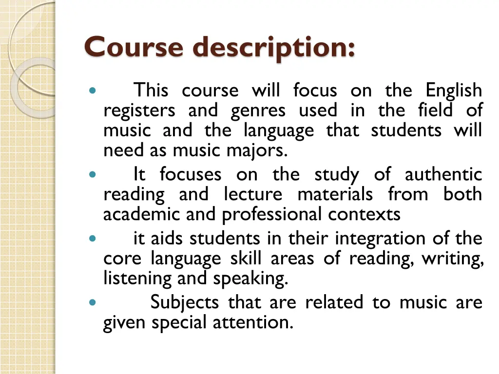 course description