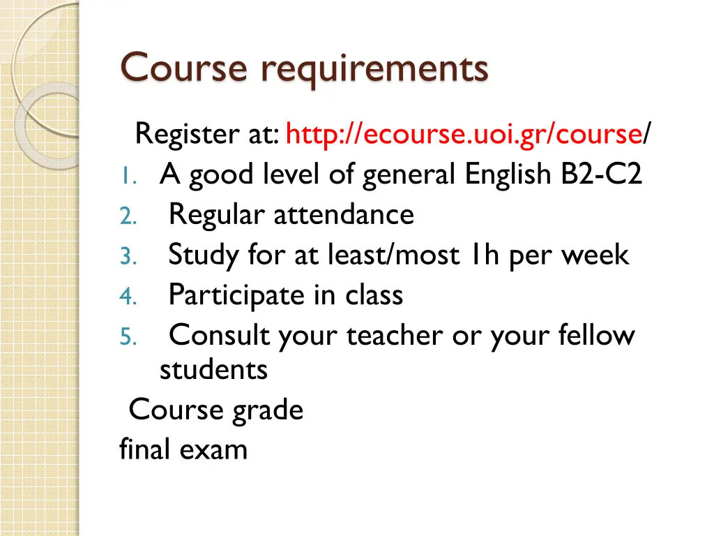 course requirements