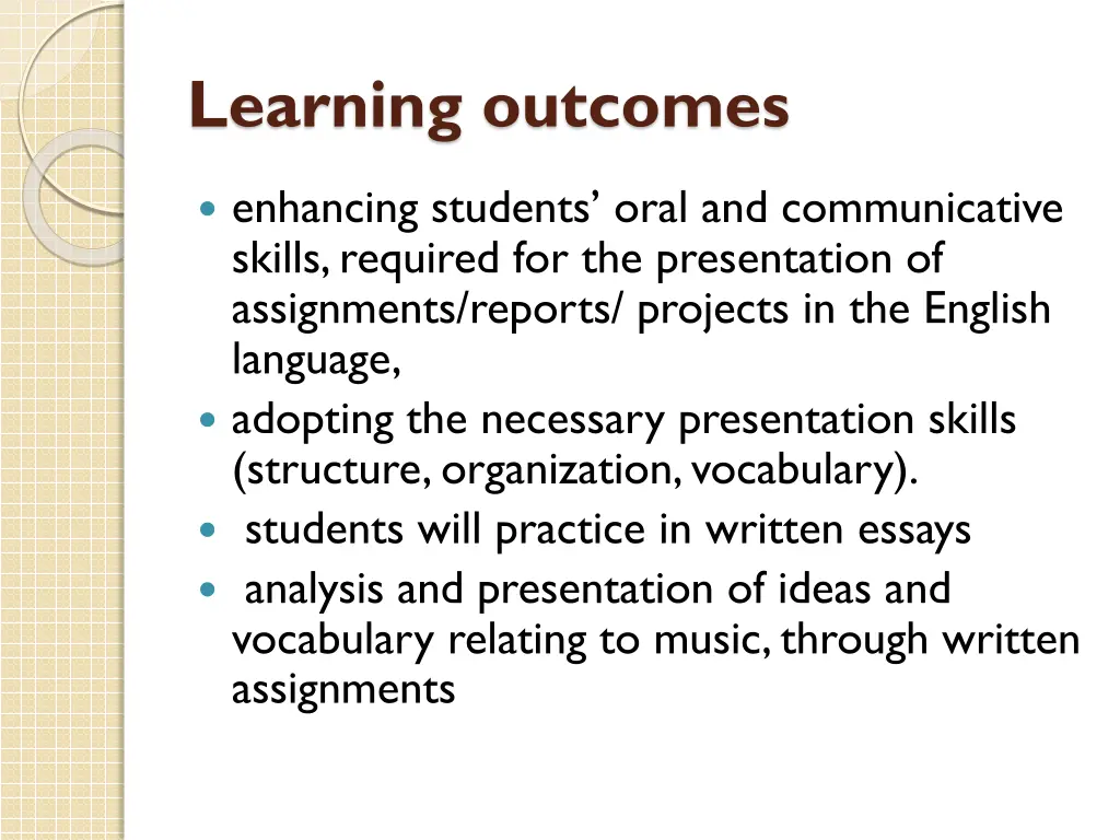 learning outcomes