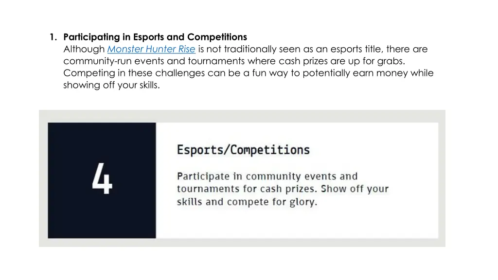 1 participating in esports and competitions