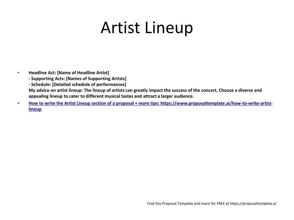 artist lineup