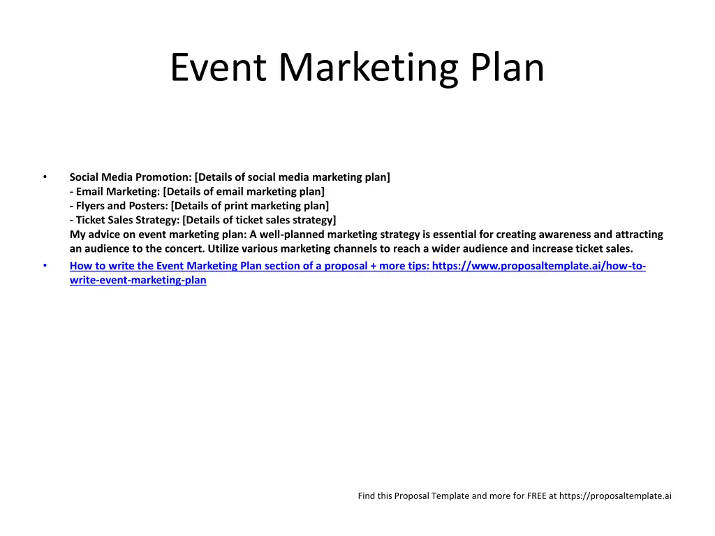 event marketing plan