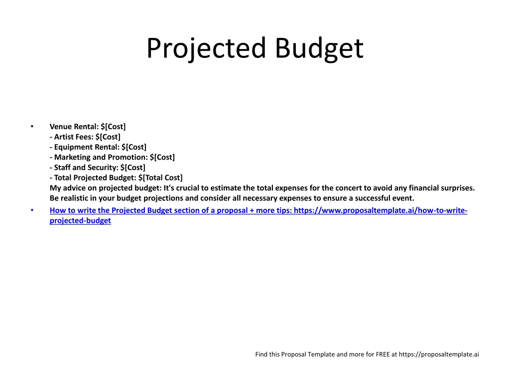 projected budget