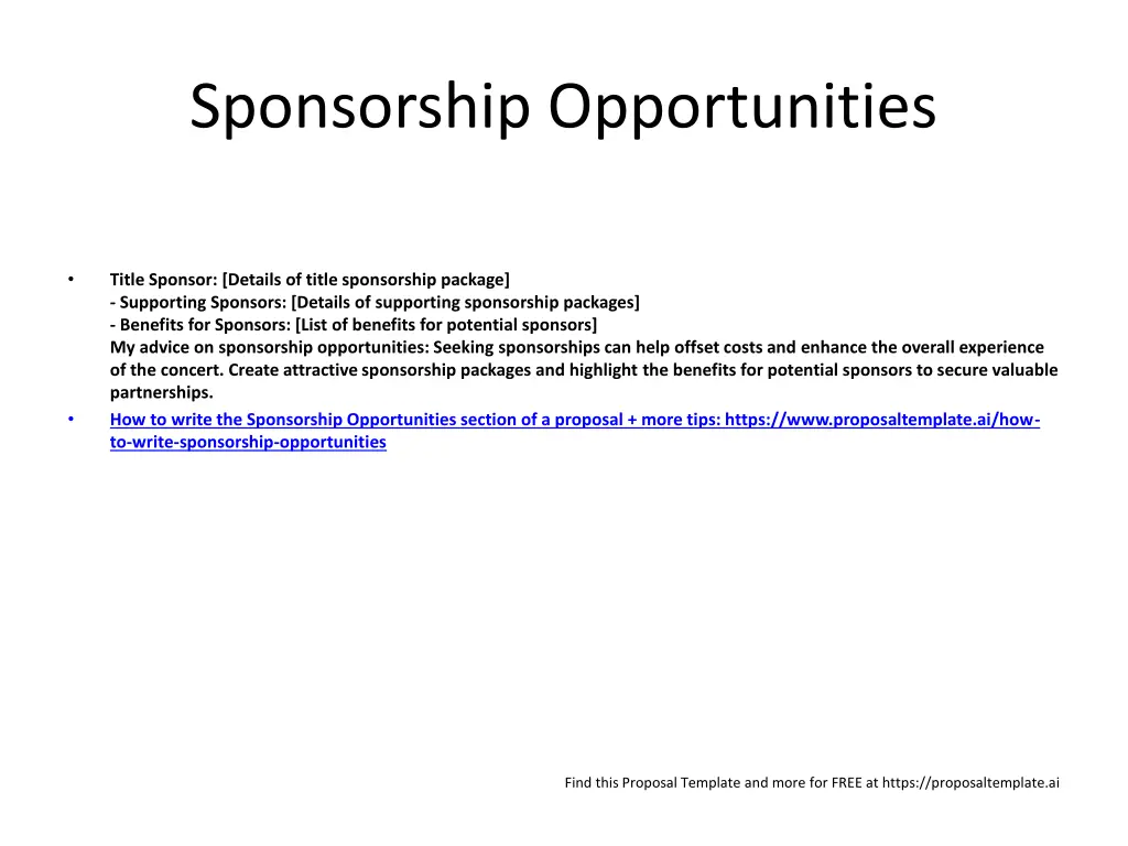 sponsorship opportunities