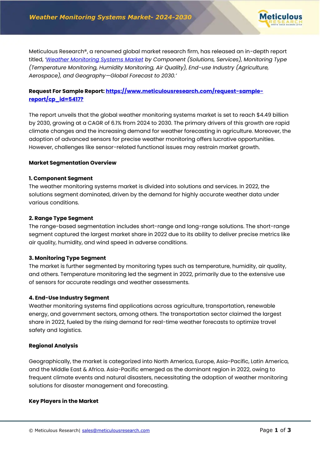 weather monitoring systems market 2024 2030