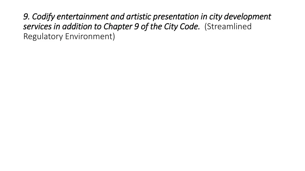 9 codify entertainment and artistic presentation