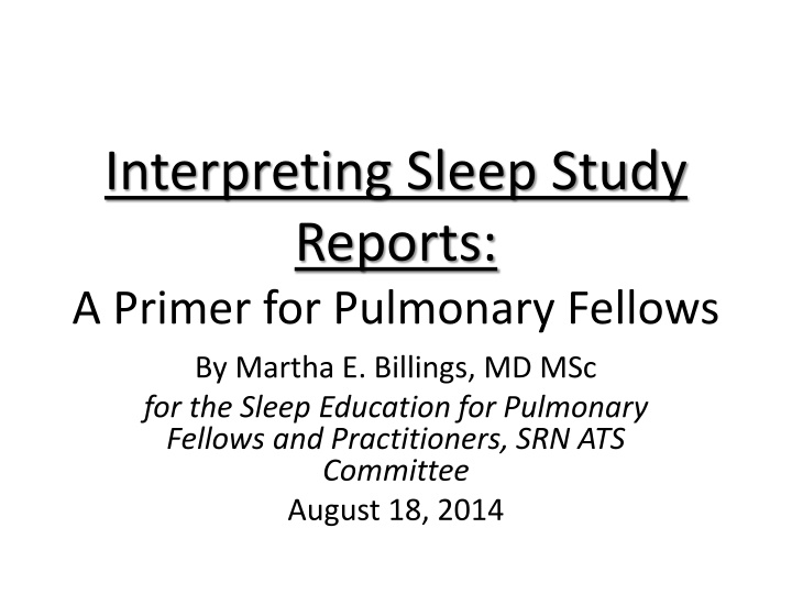 interpreting sleep study reports a primer