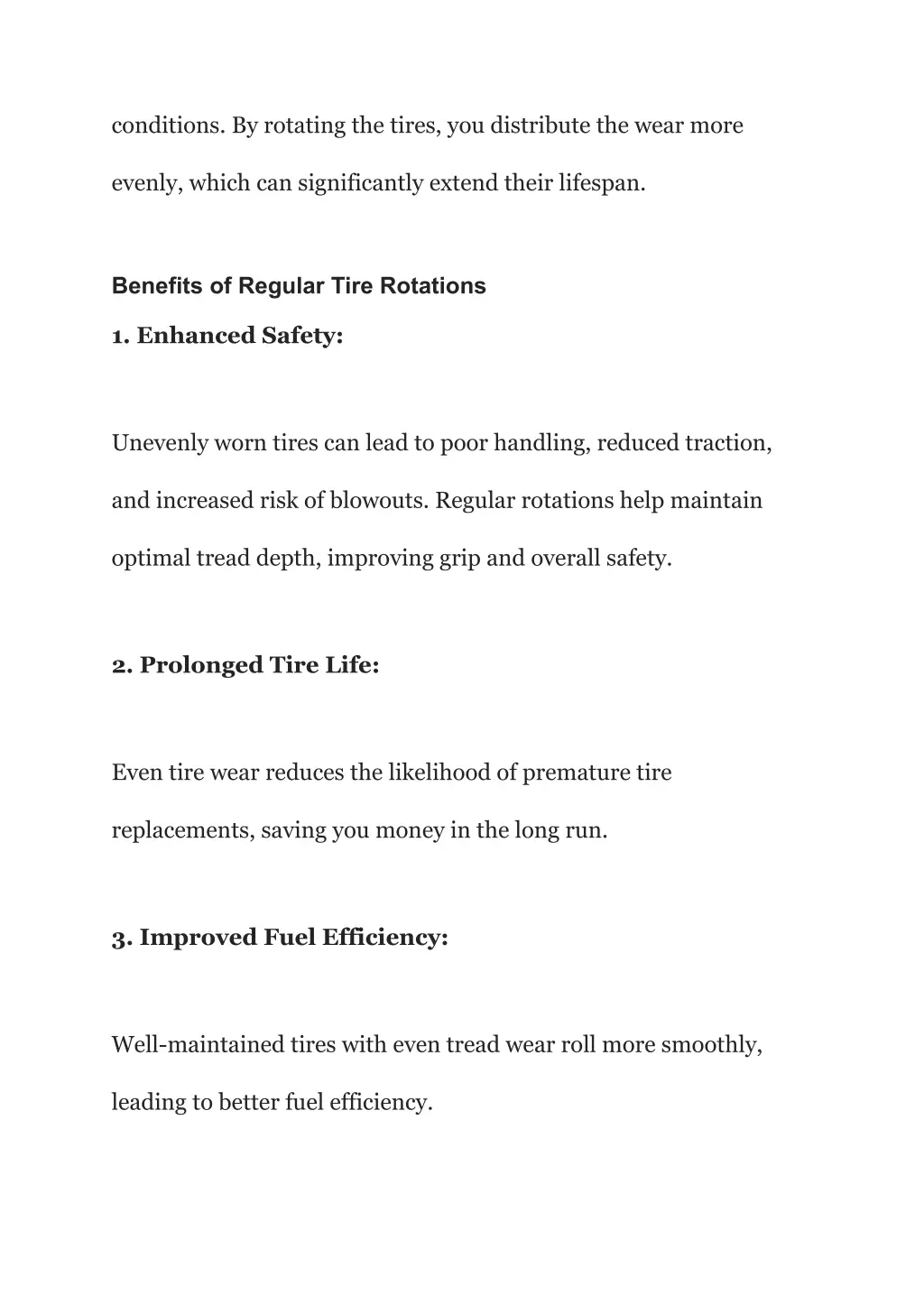 conditions by rotating the tires you distribute