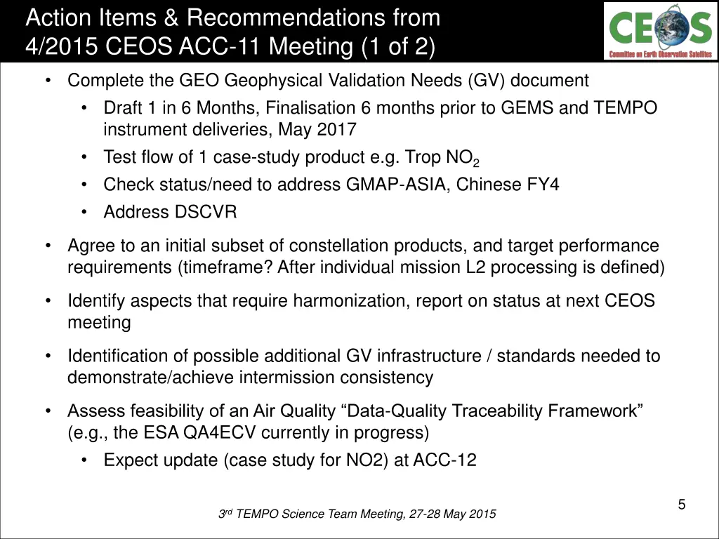 action items recommendations from 4 2015 ceos