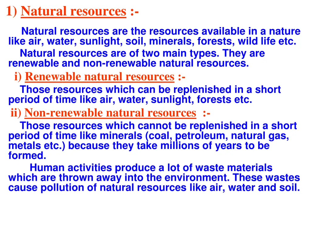 1 natural resources