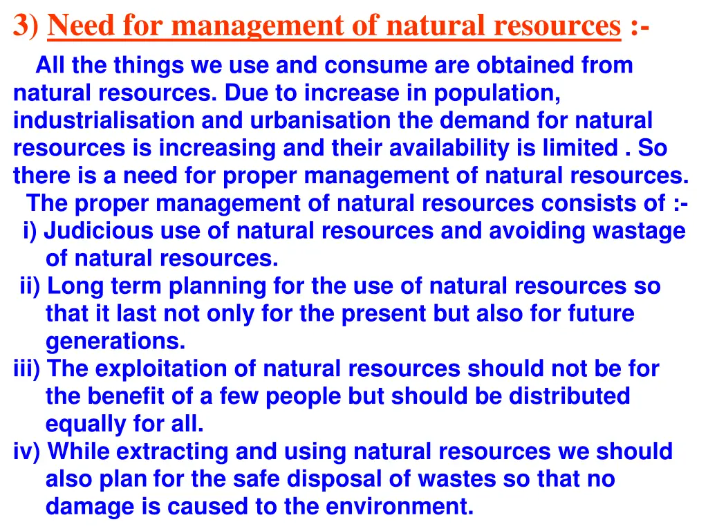 3 need for management of natural resources