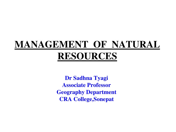 management of natural resources