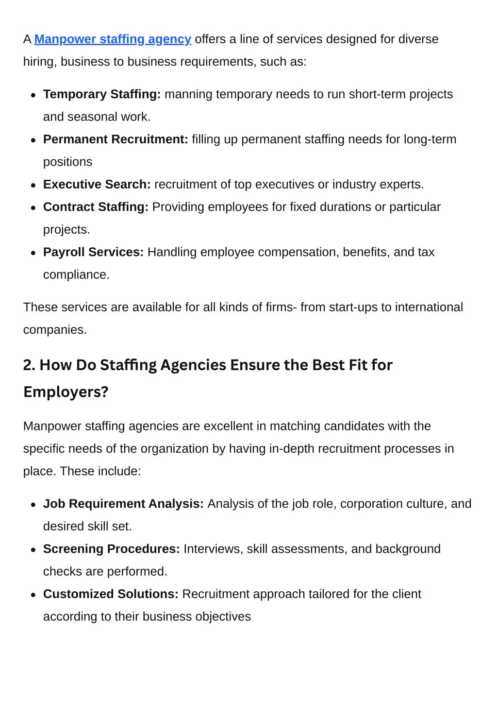 a manpower staffing agency offers a line