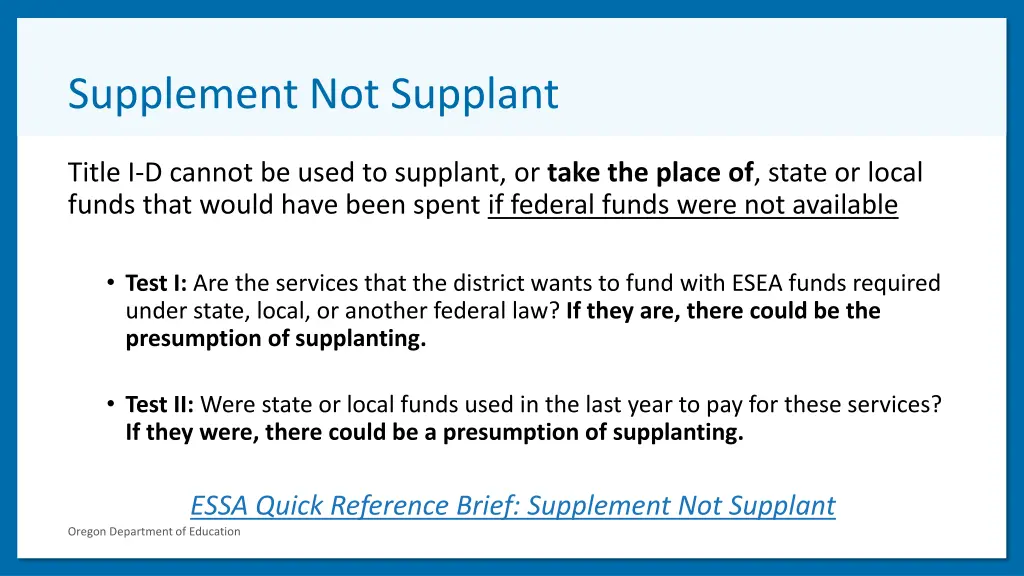 supplement not supplant