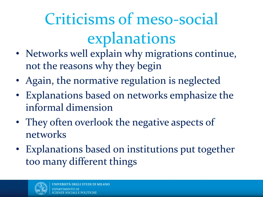 criticisms of meso social explanations networks