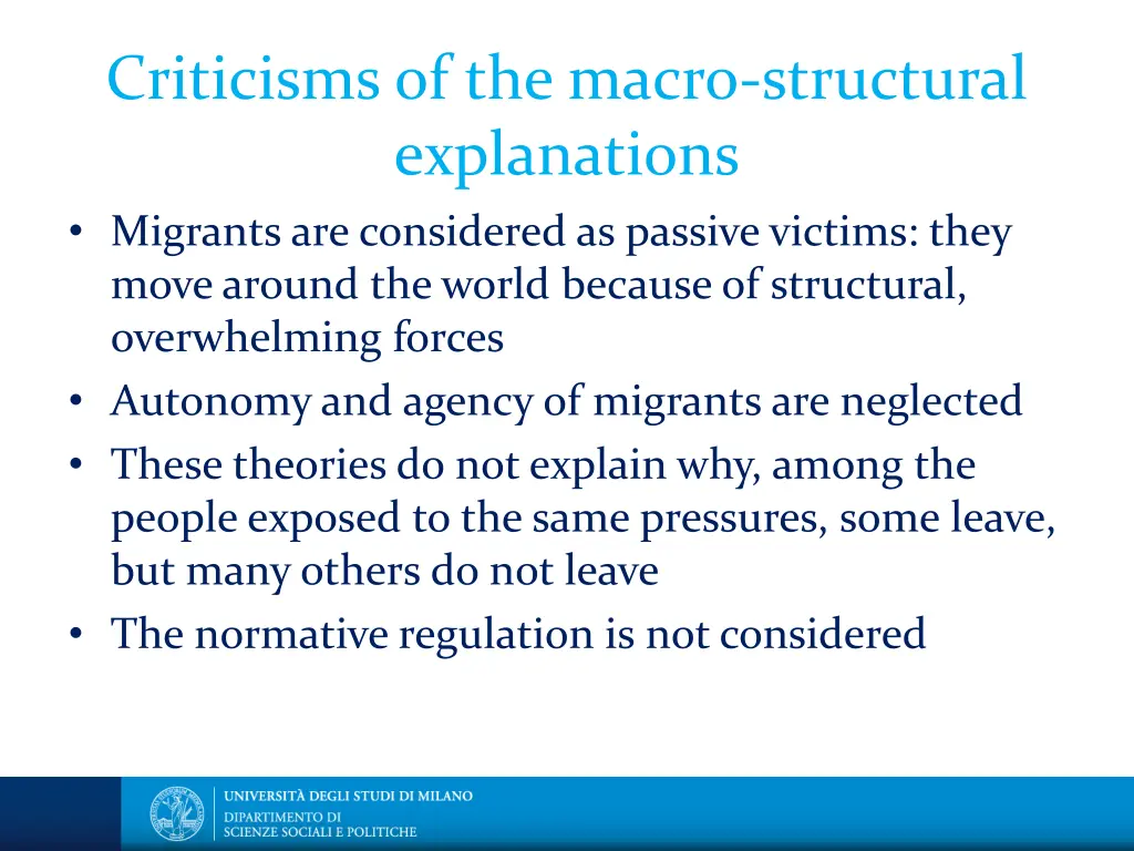 criticisms of the macro structural explanations