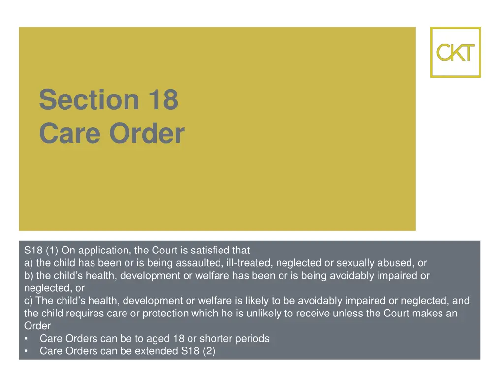 section 18 care order