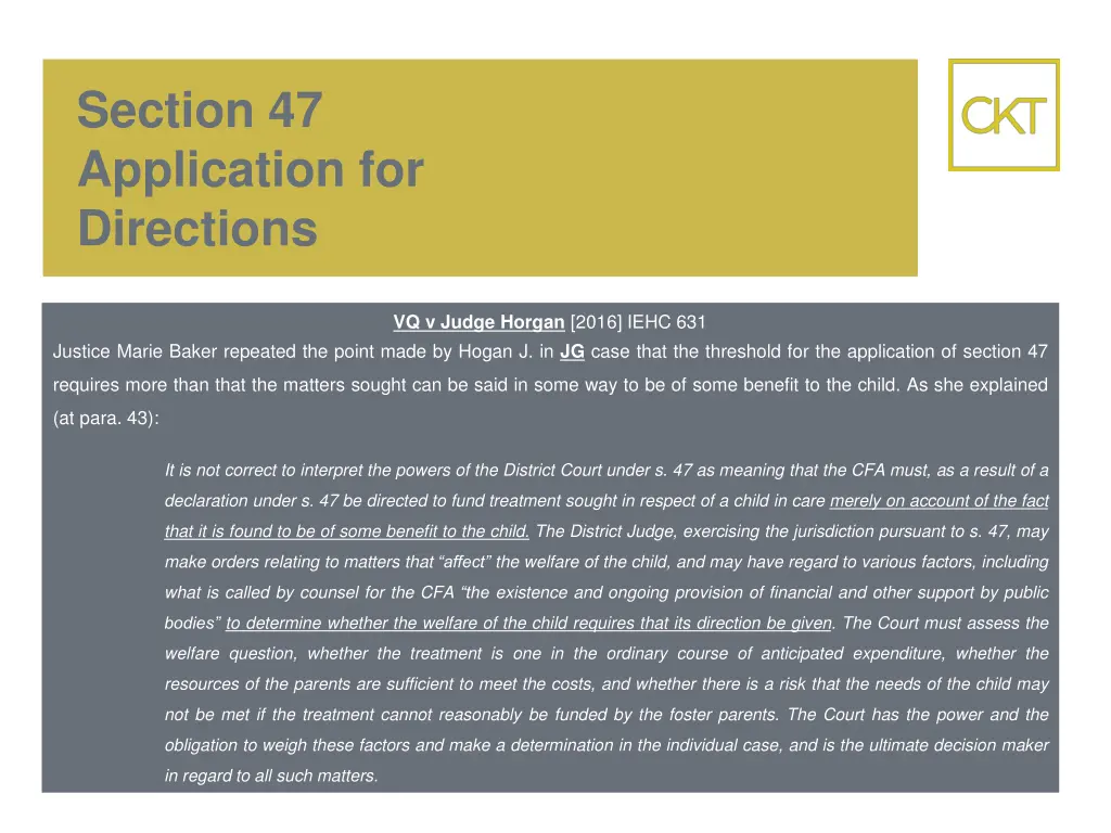 section 47 application for directions