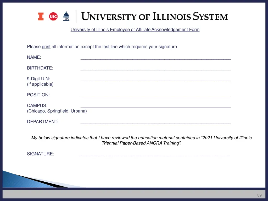 university of illinois employee or affiliate