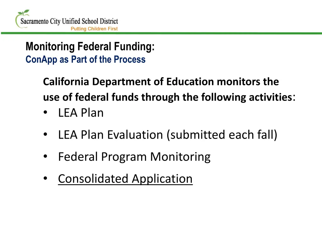 monitoring federal funding conapp as part