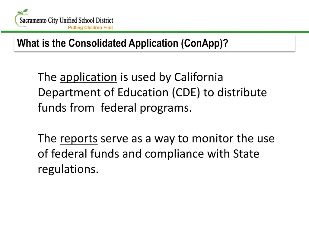 what is the consolidated application conapp