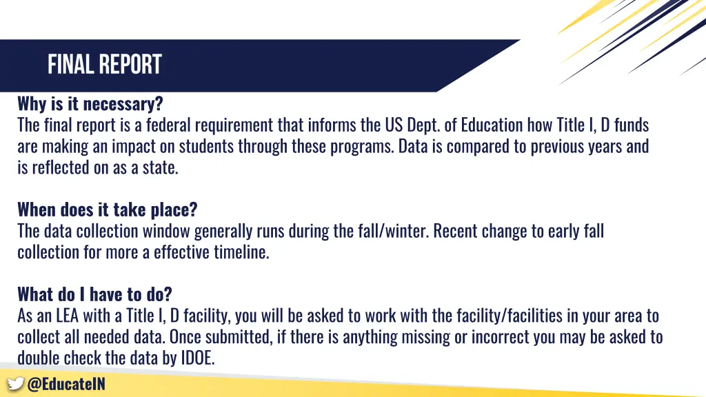 why is it necessary the final report is a federal