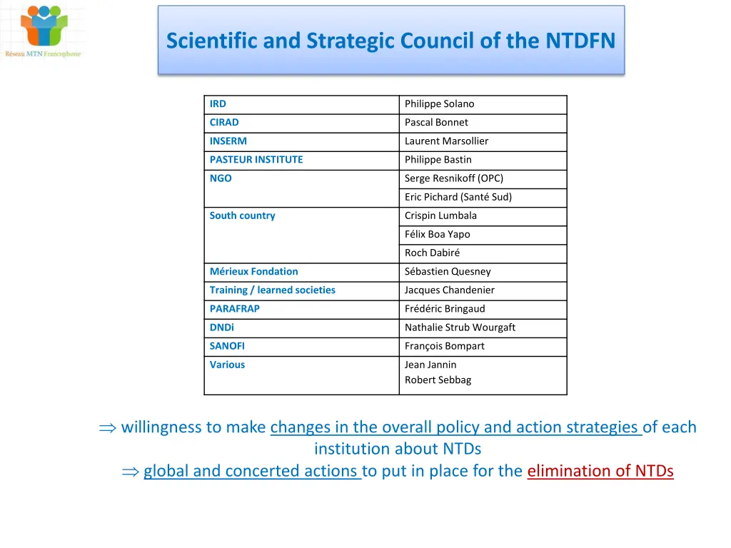 scientific and strategic council of the ntdfn