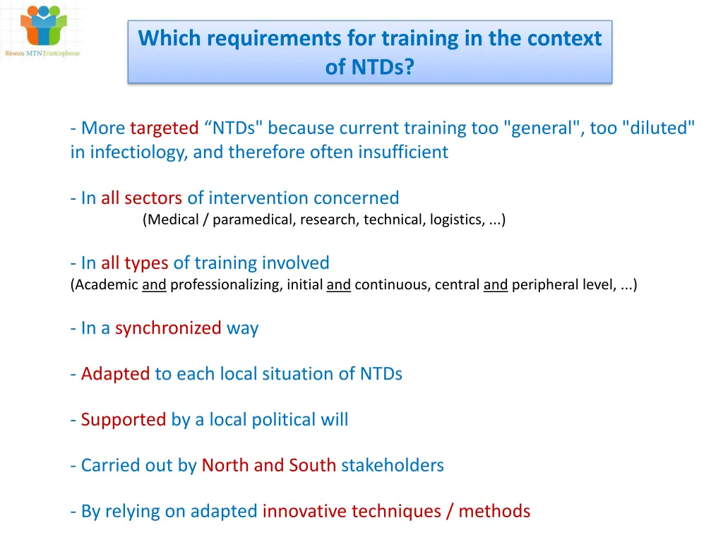 which requirements for training in the context