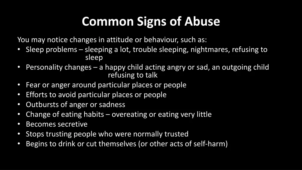 common signs of abuse