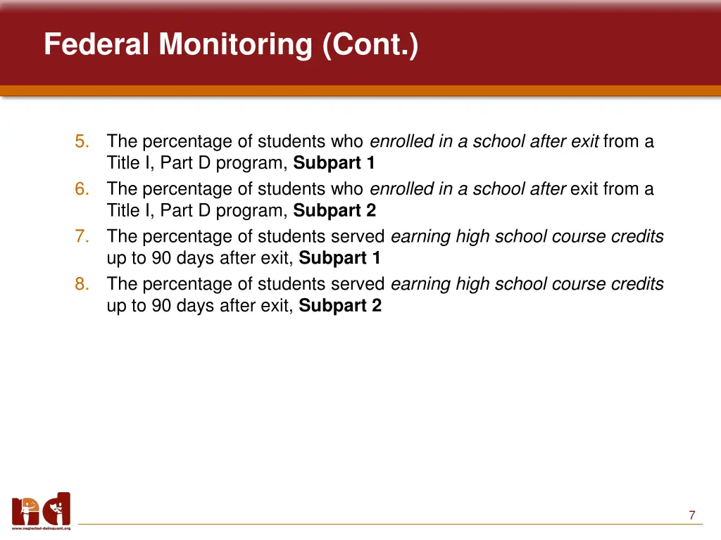 federal monitoring cont