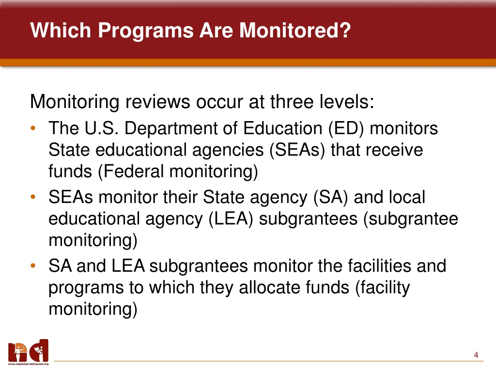 which programs are monitored