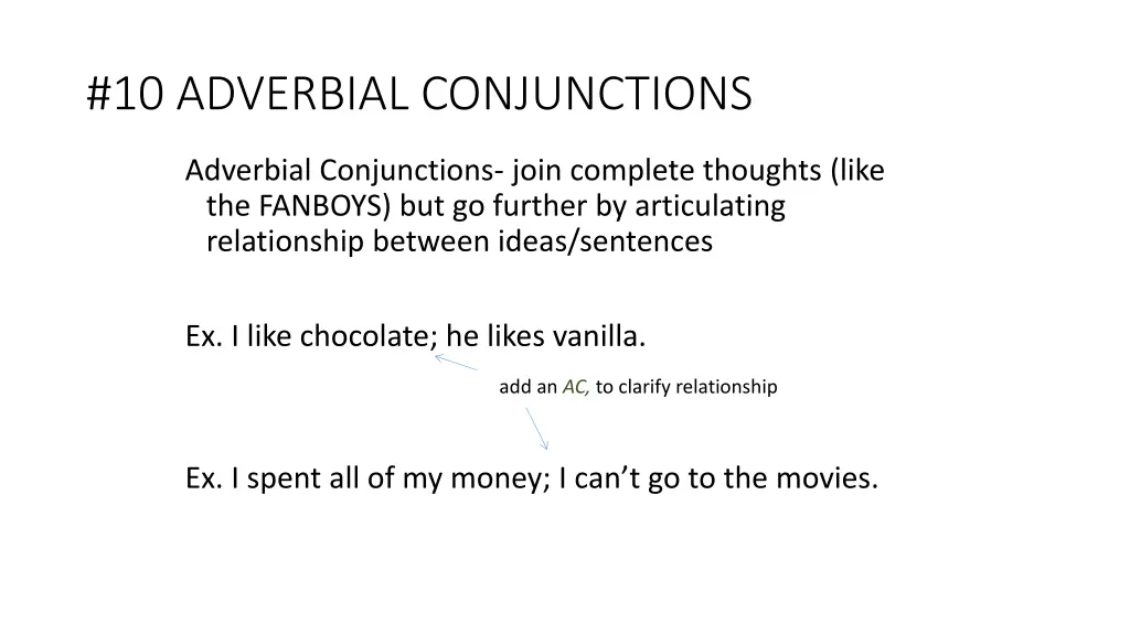 10 adverbial conjunctions