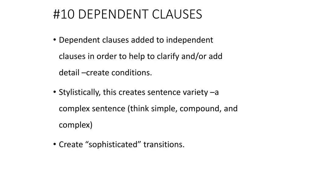 10 dependent clauses 1