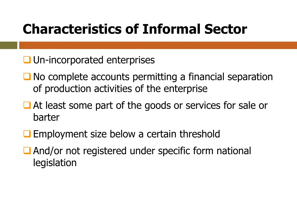 characteristics of informal sector