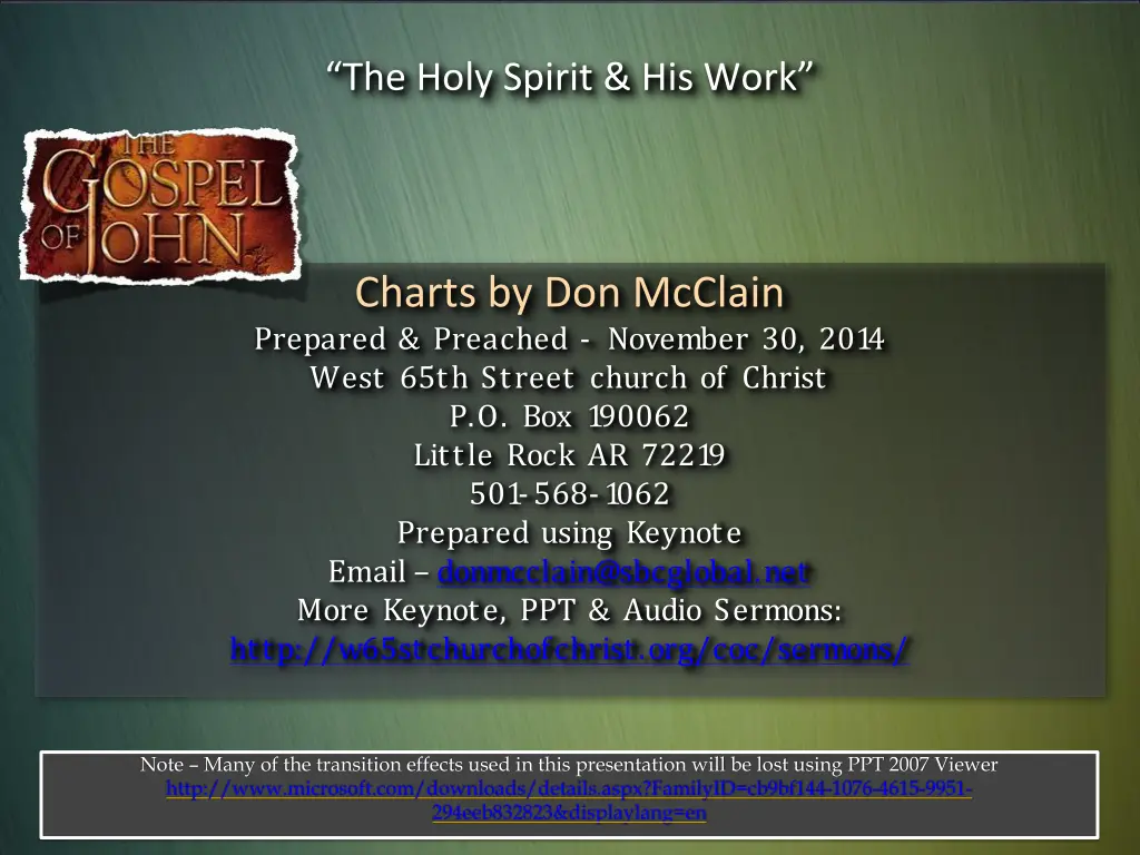 the holy spirit his work 17