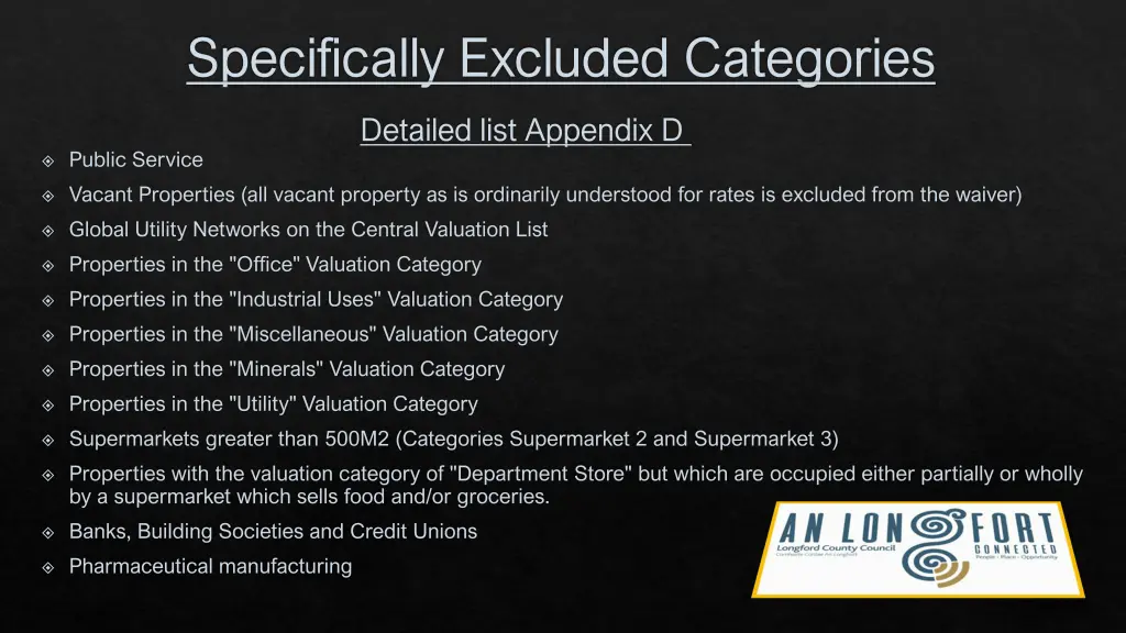 specifically excluded categories specifically